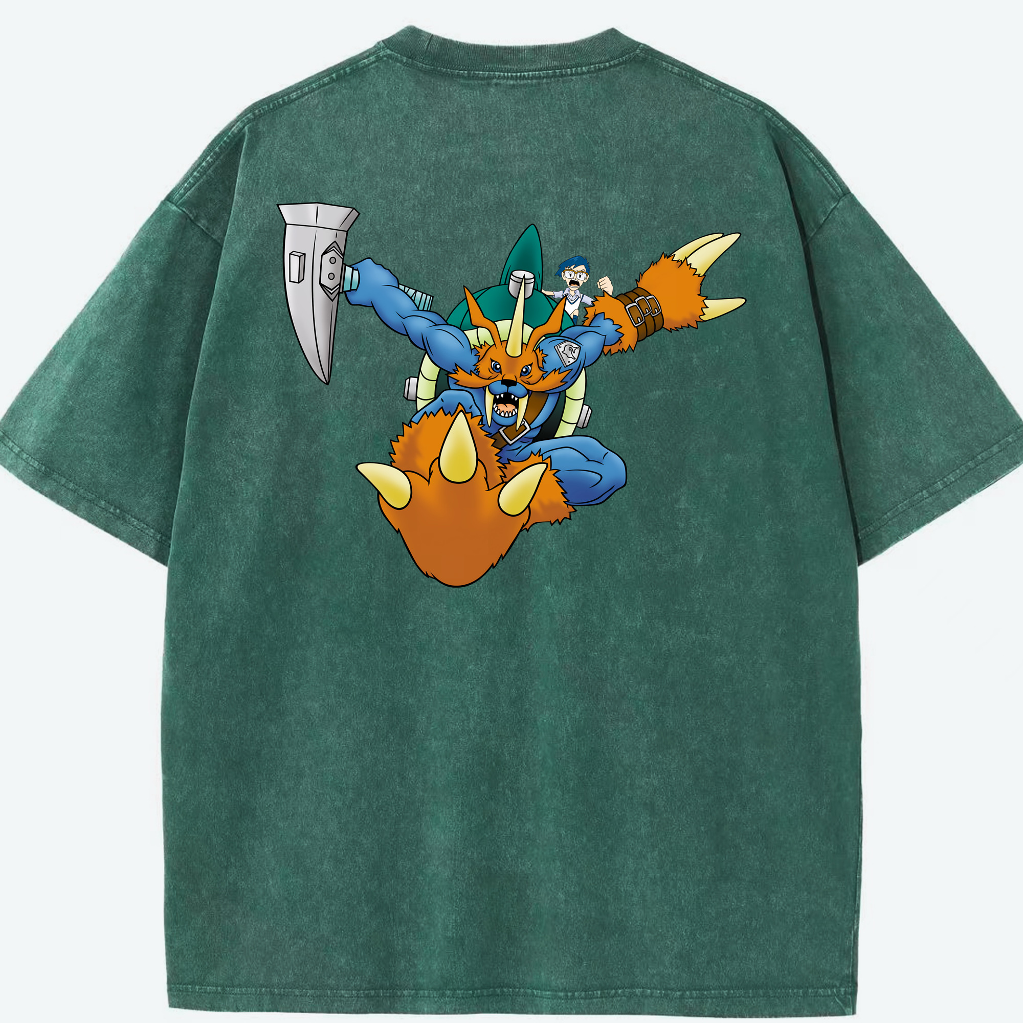 （画像用） Digimon デジタルモンスター/デジモン 綿100% ヴィンテージ風 半袖Tシャツ（背面プリント）